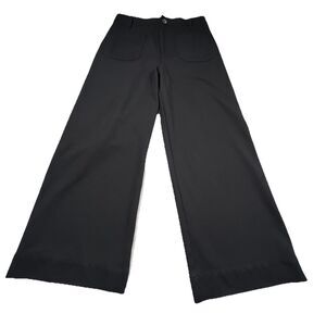Jones New York Wide Leg Crop Stretchy Ponte Knit Pants Black Size 8 Patch Pocket